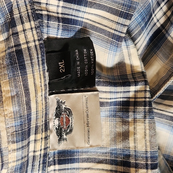 Harle, Davidson Blue Plaid Women's Top With Pearl Buttons. Xl - Picture 10 of 10